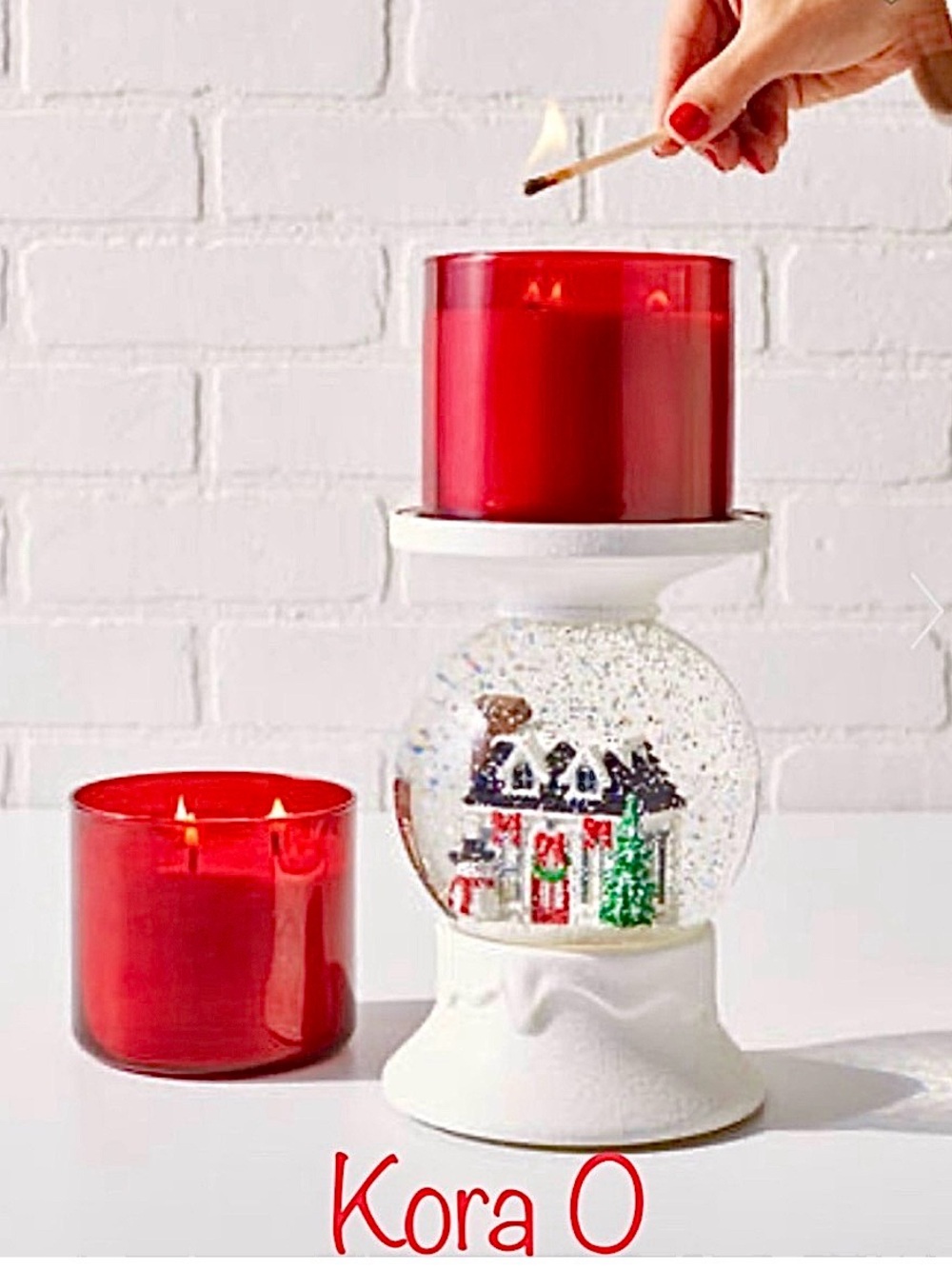 BBW Holiday House Water Globe & Candle Holder